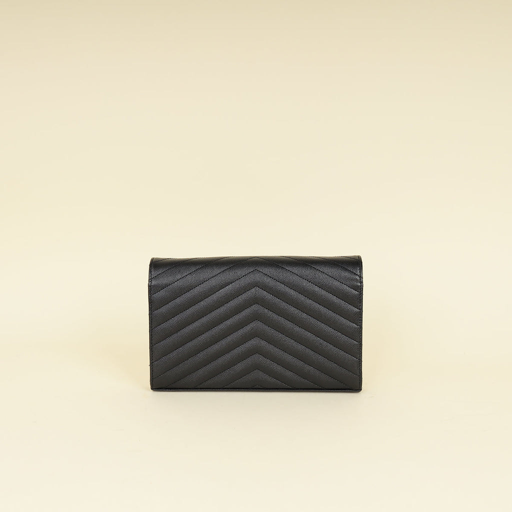 YSL Black Chevron Cassandre Chain Wallet