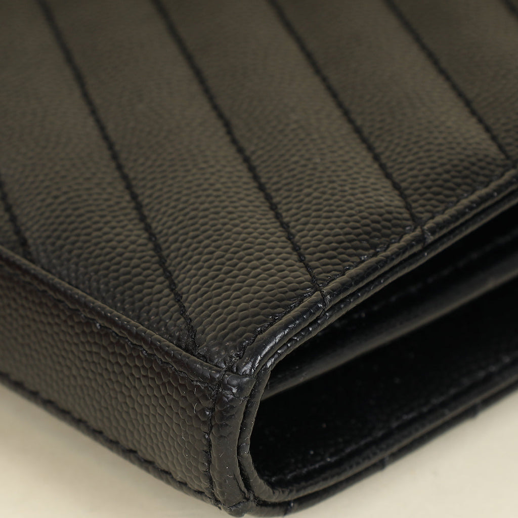 YSL Black Chevron Cassandre Chain Wallet