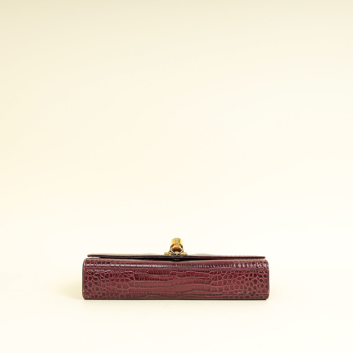 YSL Burgundy Croco Embossed Kate Tassel Medium Chain Bag