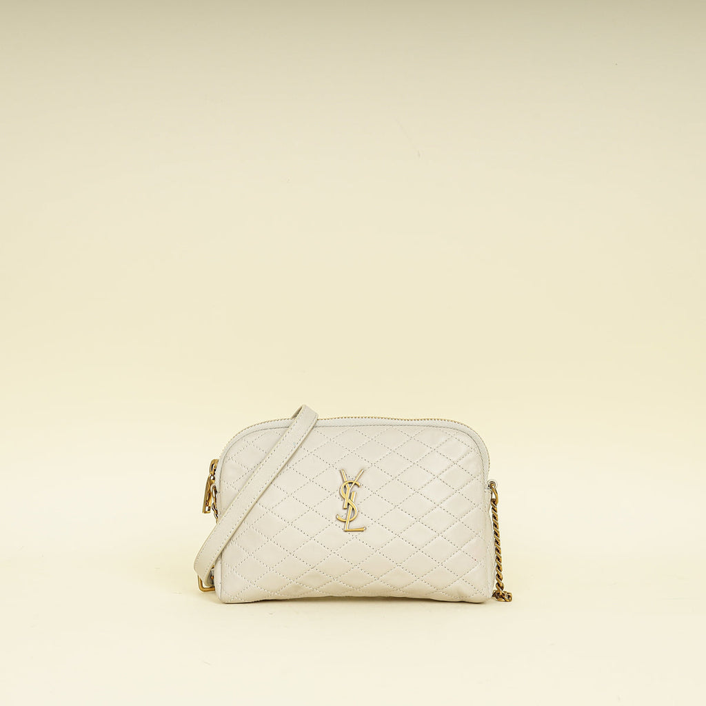 YSL Blanc Vintage Gaby Zippered Pouch