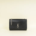 YSL Black Croco Embossed Kate Flap Large Bag