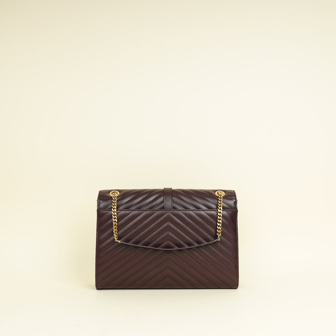 YSL Burgundy Monogram Envelope Large Satchel Bag