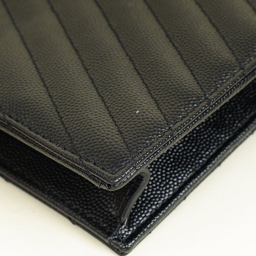 YSL Black Cassandre Envelope Chain Wallet