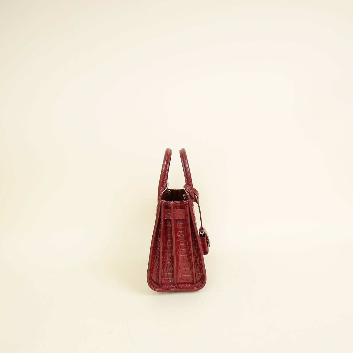 YSL Red Sac De Jour Croco Embossed Nano Bag