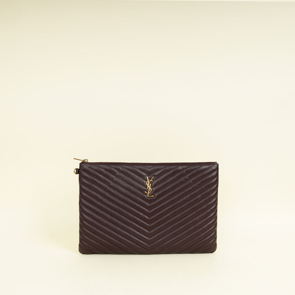 YSL Wine Cassandre Zip Document Holder Large Pouch