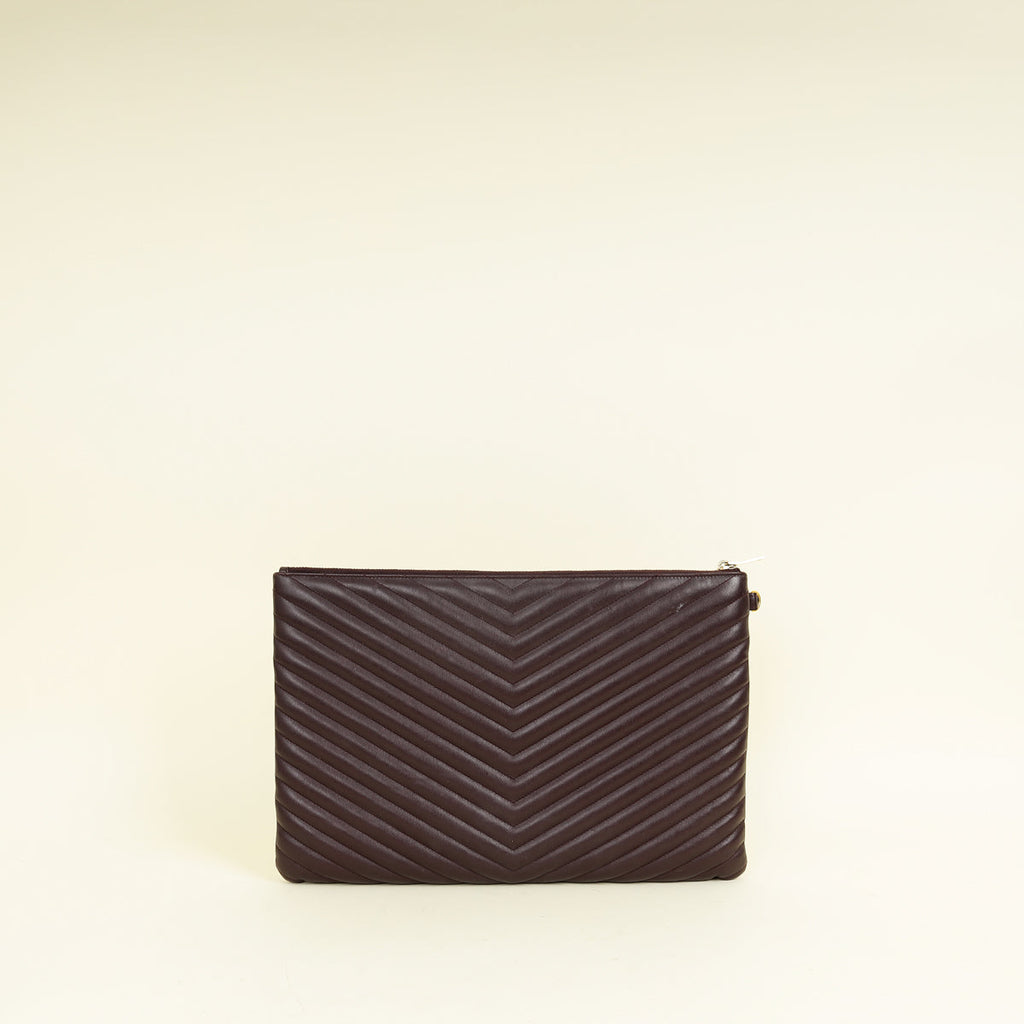 YSL Wine Cassandre Zip Document Holder Large Pouch