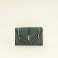 YSL Green Monogram Envelope Satchel Bag