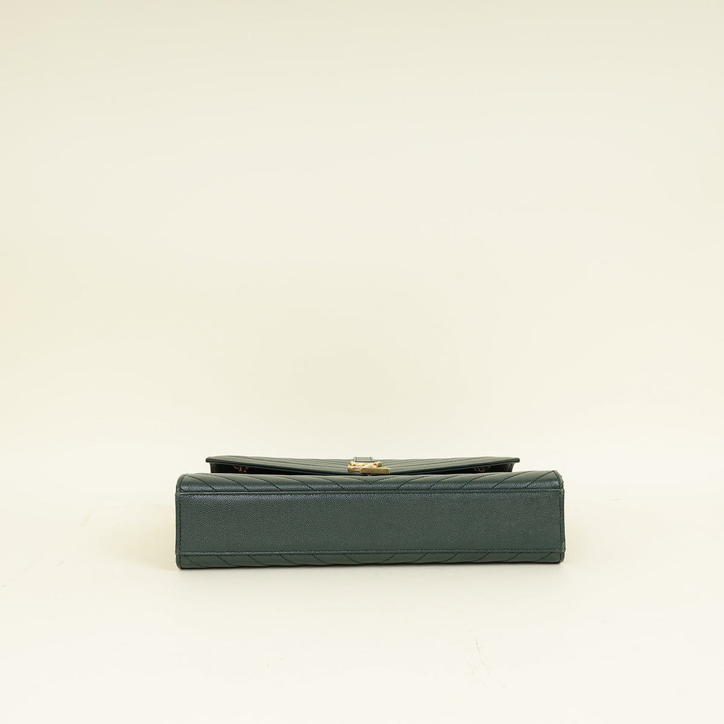YSL Green Monogram Envelope Satchel Bag