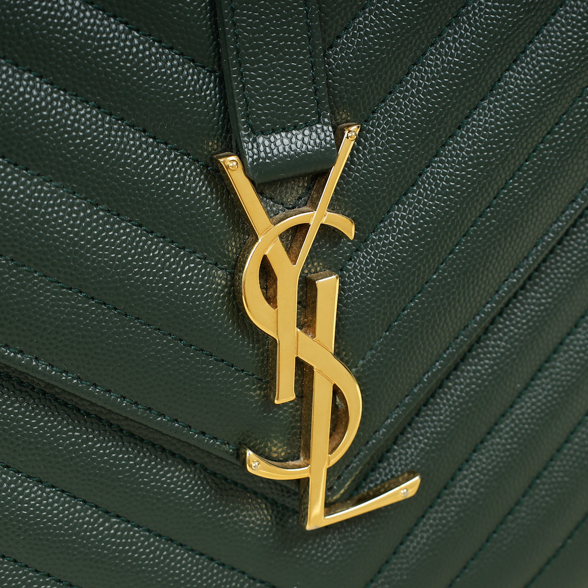YSL Green Monogram Envelope Satchel Bag