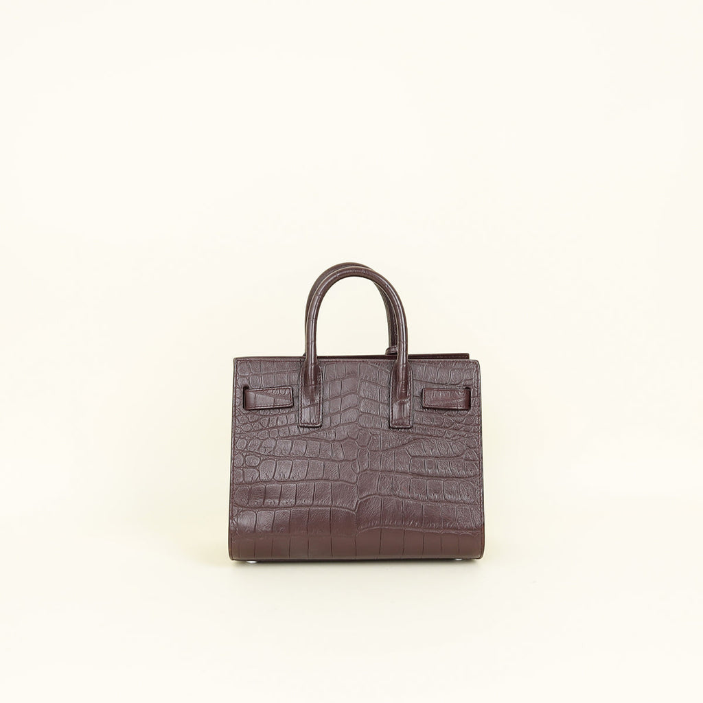 YSL Rouge Legion Sac De Jour Nano Crocodile Embossed Bag
