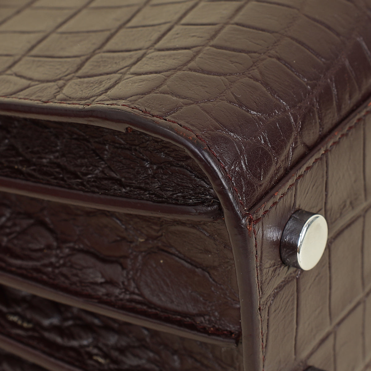 YSL Rouge Legion Sac De Jour Nano Crocodile Embossed Bag