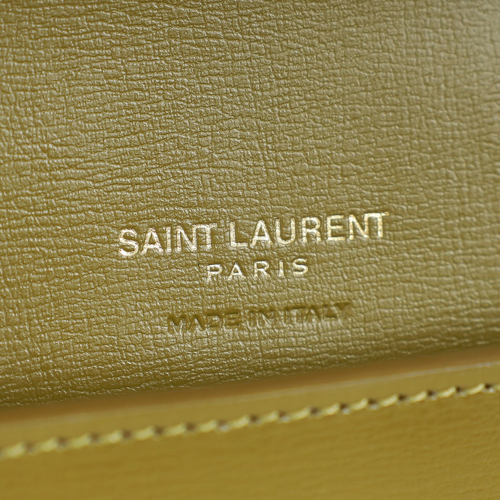 YSL Khaki Green Cassandre Phone Holder With Chain