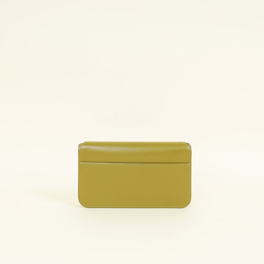 YSL Khaki Green Cassandre Phone Holder With Chain