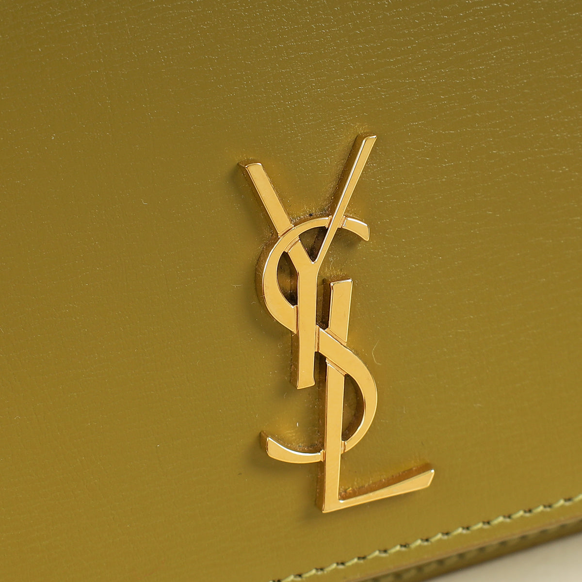 YSL Khaki Green Cassandre Phone Holder With Chain