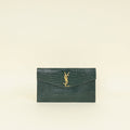 YSL Mint Green Uptown Croco Embossed Pouch