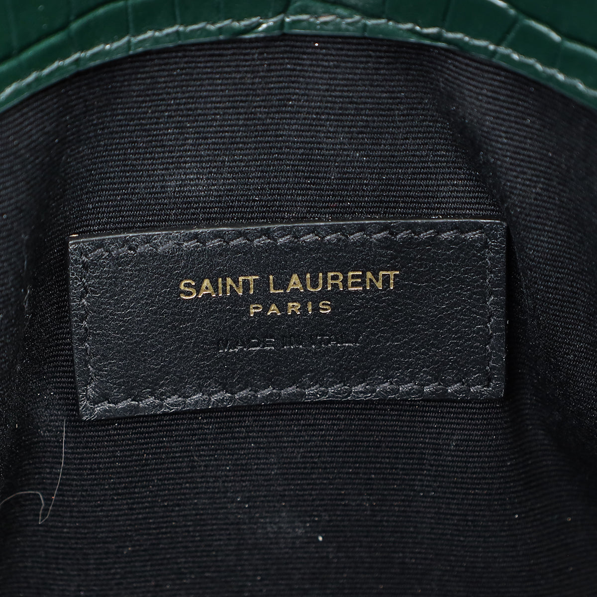 YSL Mint Green Uptown Croco Embossed Pouch