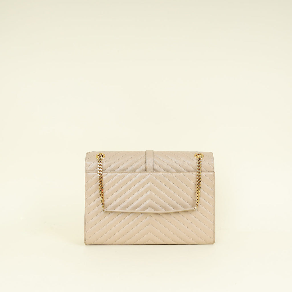 YSL Beige Monogram Satchel Flap Large Bag