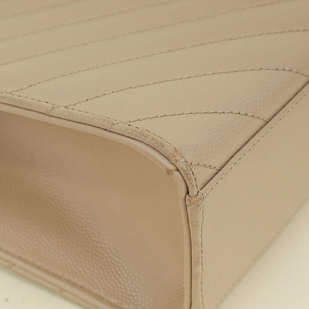 YSL Beige Monogram Satchel Flap Large Bag