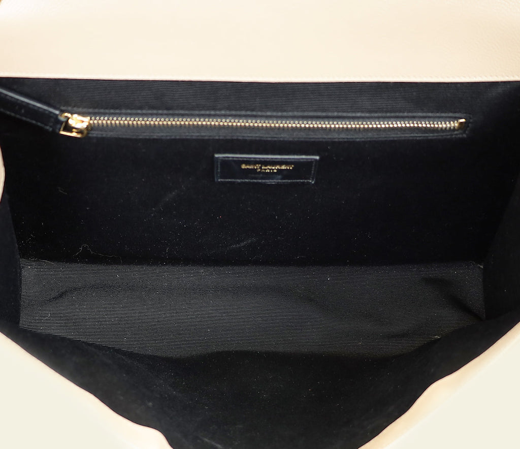 YSL Beige Monogram Satchel Flap Large Bag