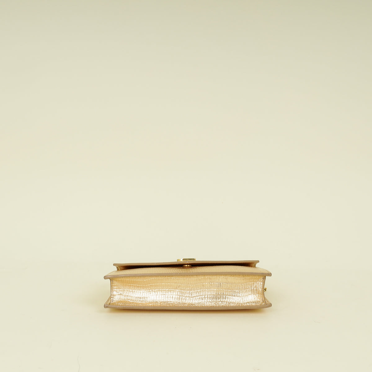 YSL Gold Uptown Lizard Embossed Wallet On Chain