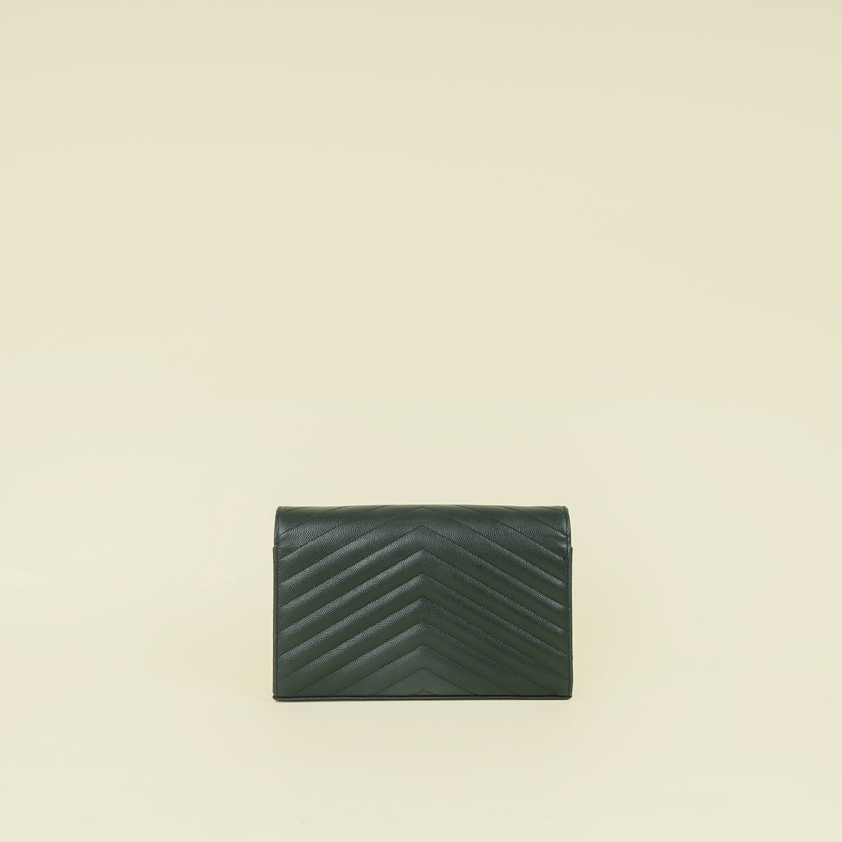 YSL Emerald Green Classic Cassandre Chevron Chain Wallet