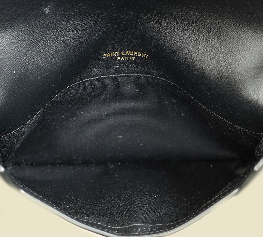 YSL Black Cassandre Phone Holder w/ Chain