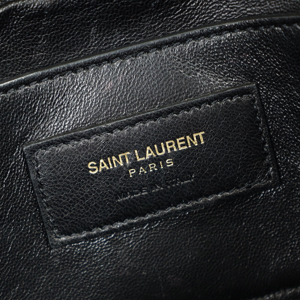 YSL Black Chevron Satchel Flap Medium Shoulder Bag
