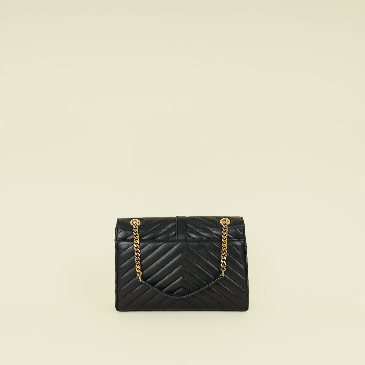 YSL Black Chevron Satchel Flap Medium Shoulder Bag
