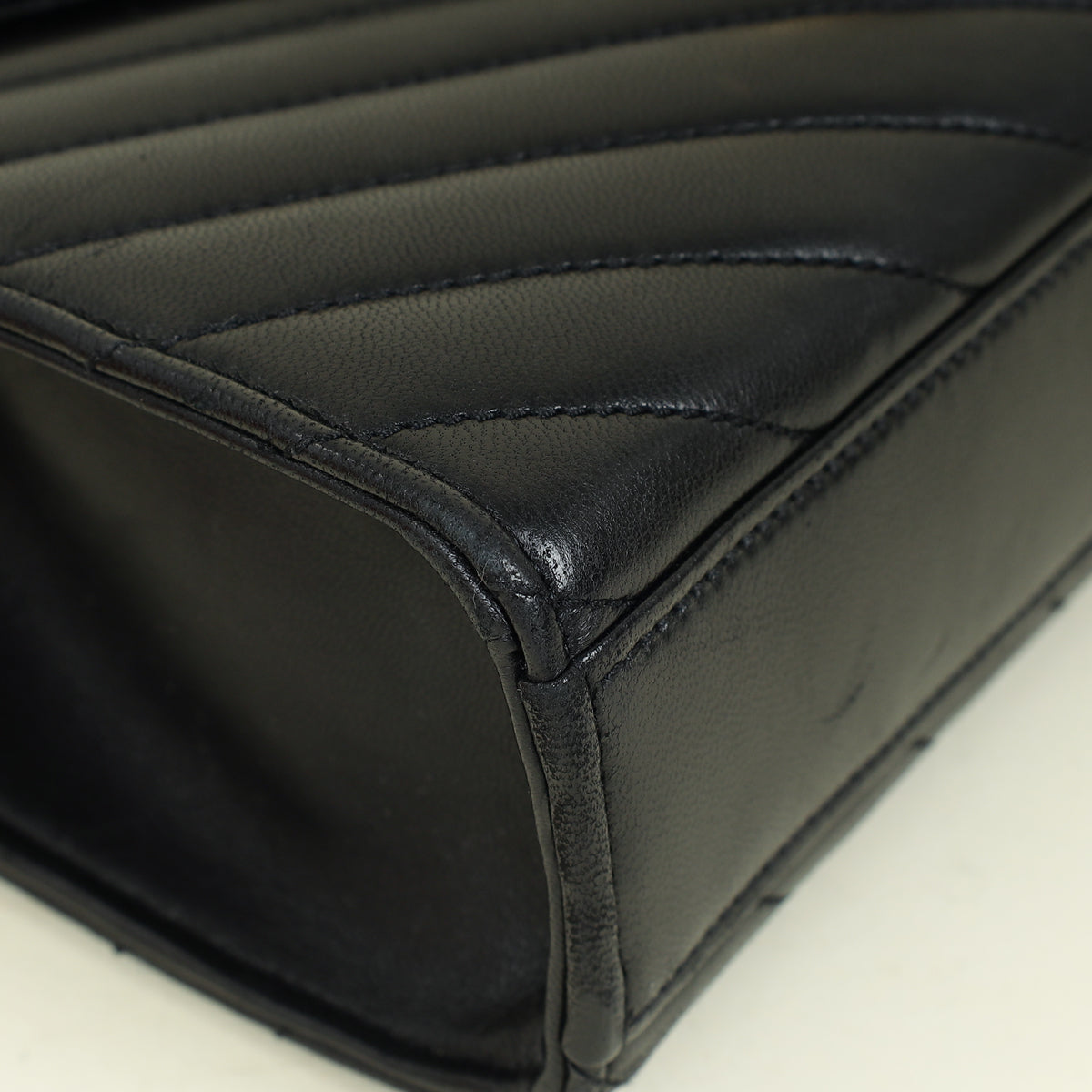 YSL Black Chevron Satchel Flap Medium Shoulder Bag
