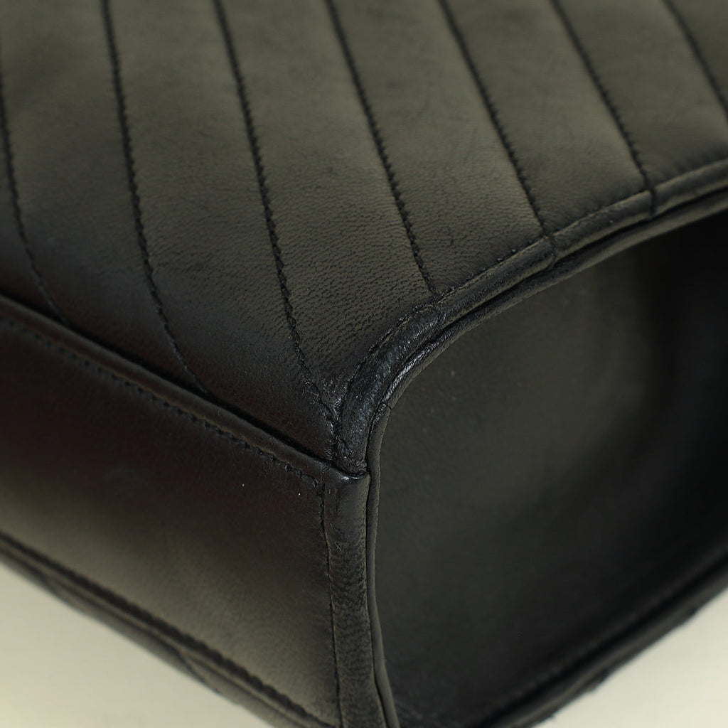 YSL Black Chevron Satchel Flap Medium Shoulder Bag