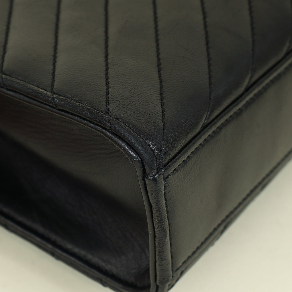 YSL Black Chevron Satchel Flap Medium Shoulder Bag