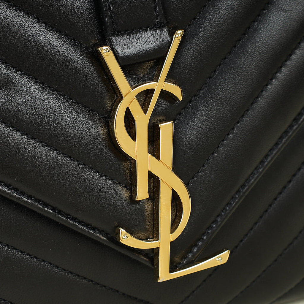 YSL Black Chevron Satchel Flap Medium Shoulder Bag