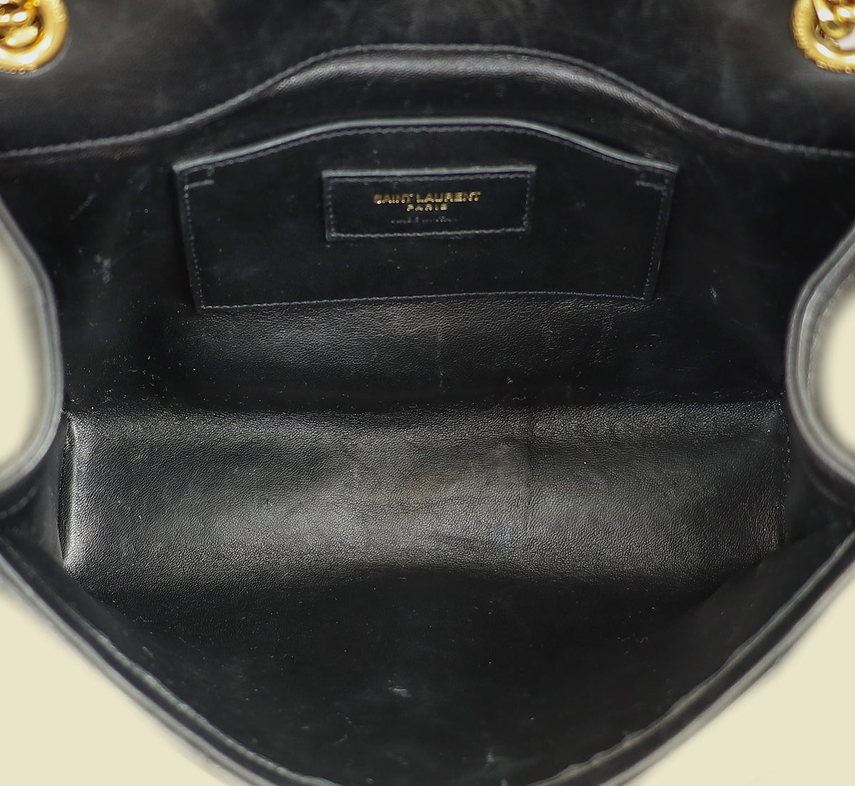 YSL Black Chevron Satchel Flap Medium Shoulder Bag