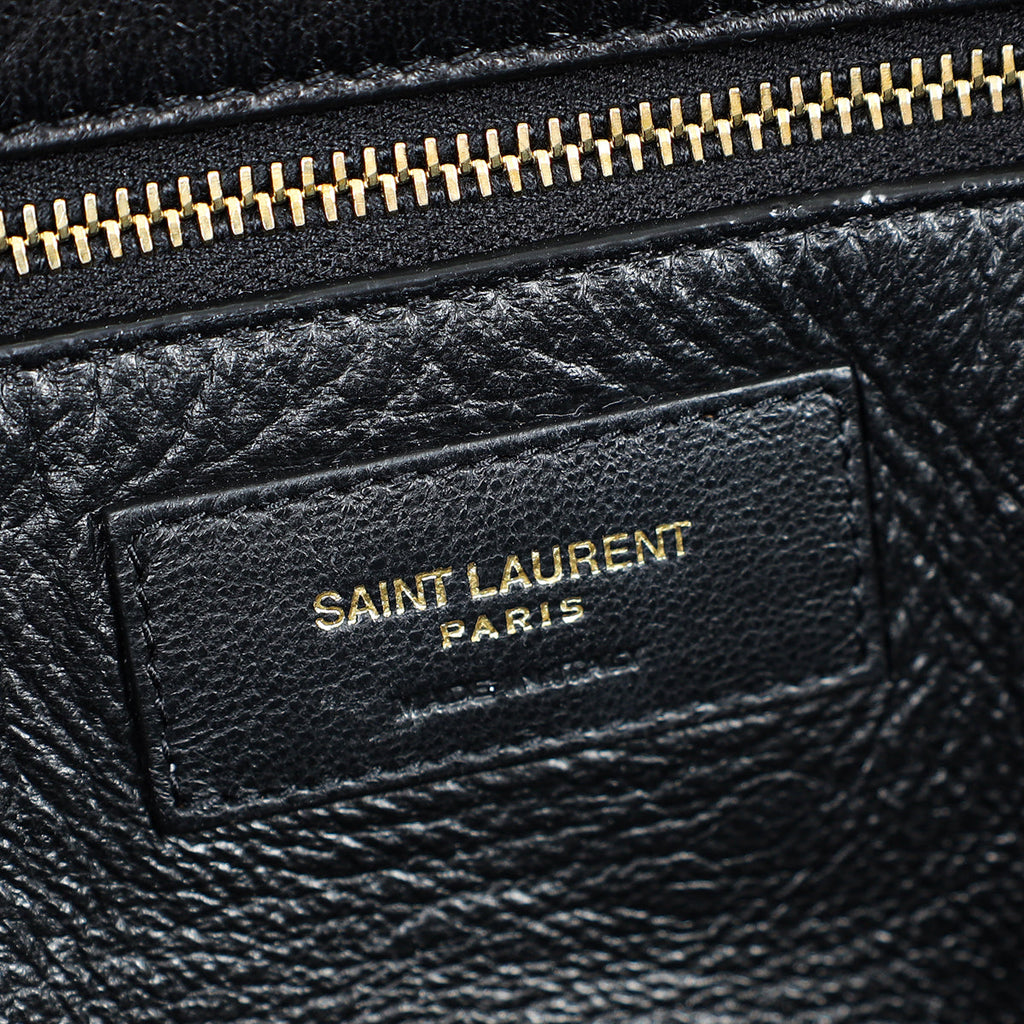 YSL Black Sade Envelope Quilted Large Clutch