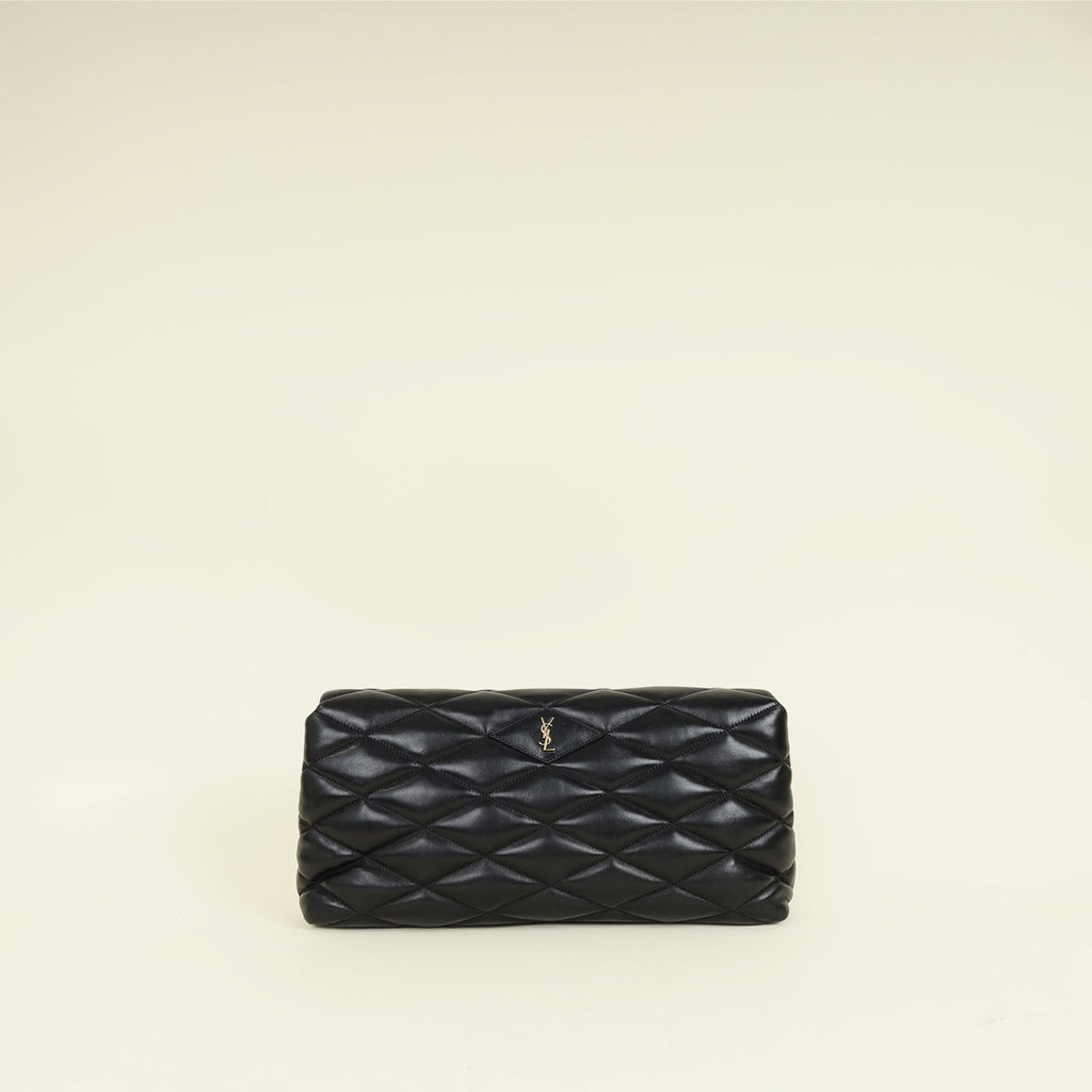 YSL Black Sade Envelope Quilted Large Clutch