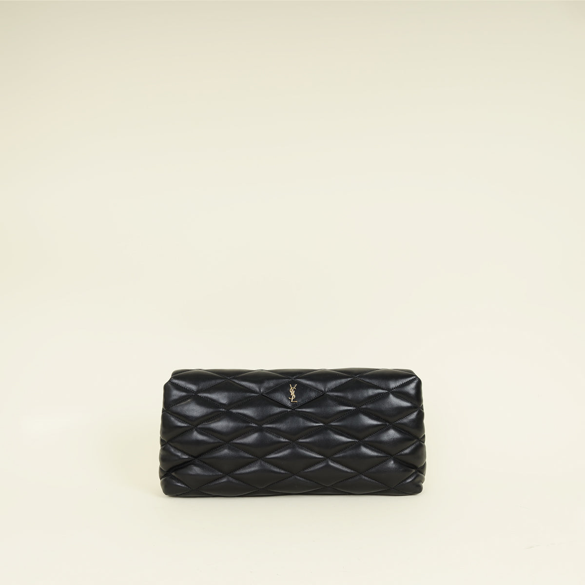 YSL Black Sade Envelope Quilted Large Clutch