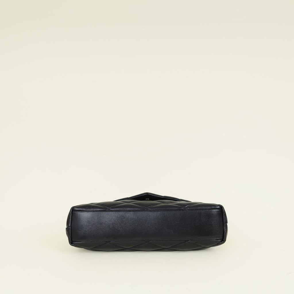 YSL Black Sade Envelope Quilted Large Clutch