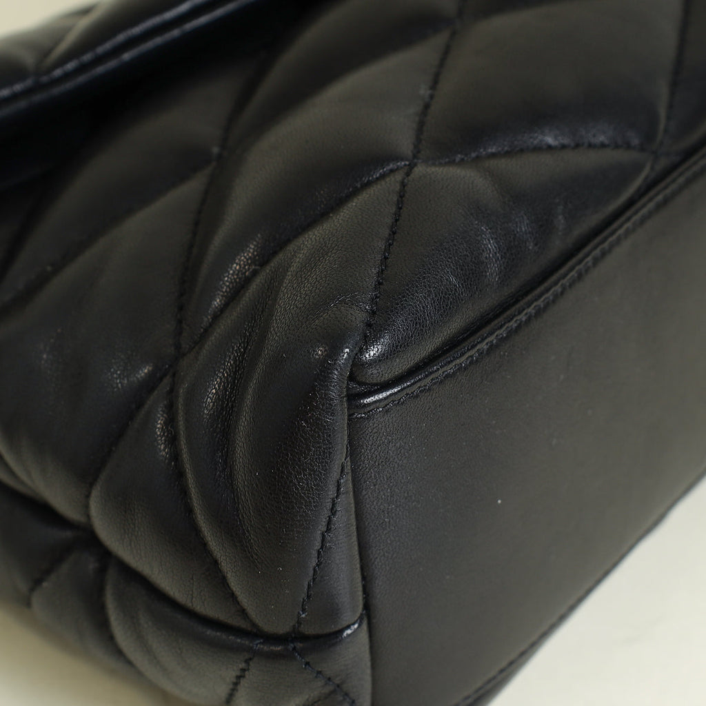 YSL Black Sade Envelope Quilted Large Clutch