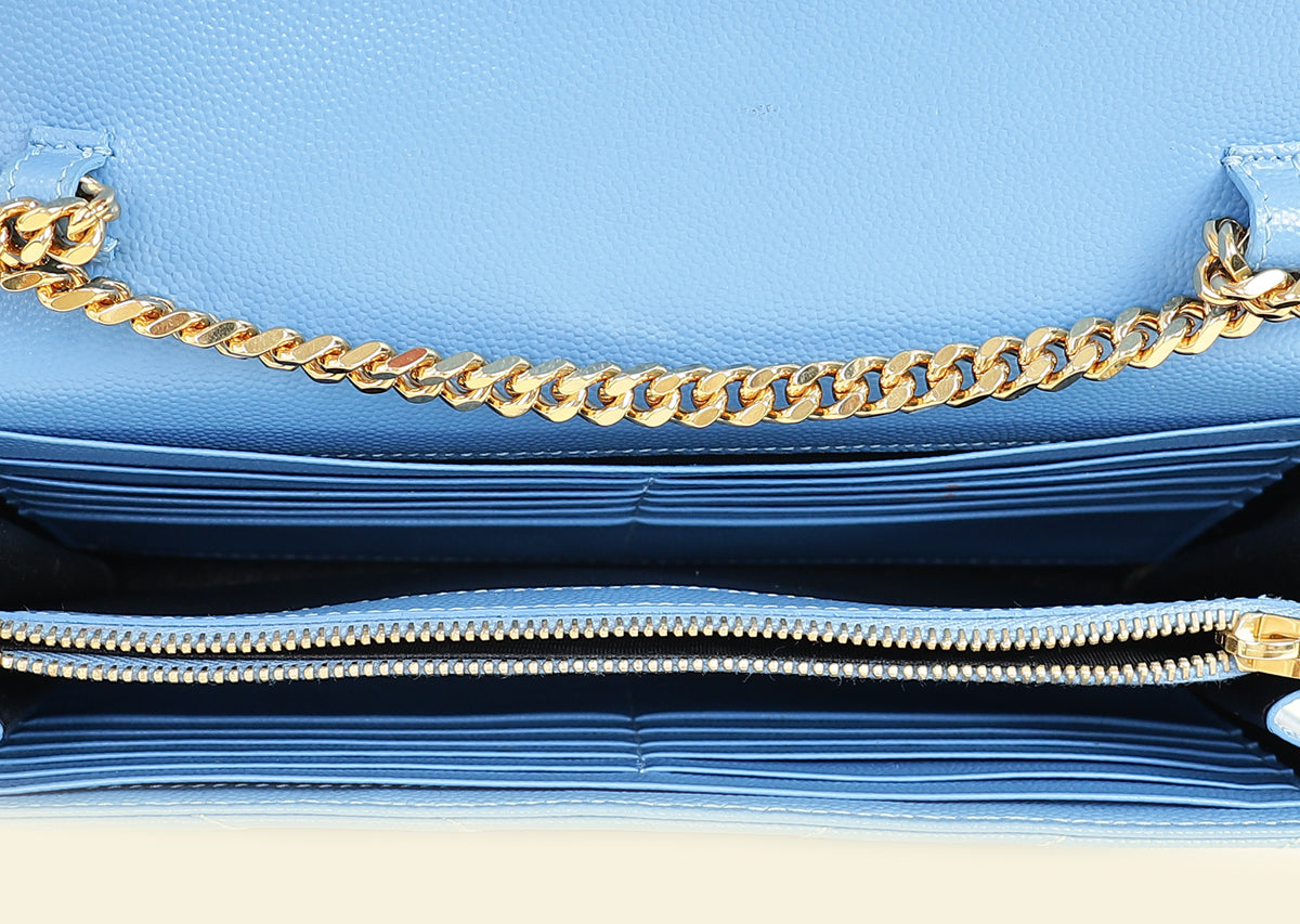 YSL Blue Cassandre Classic Wallet On Chain