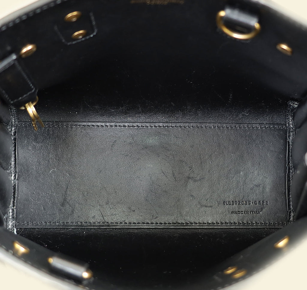 YSL Black Croco Embossed Sac De Jour Nano Bag