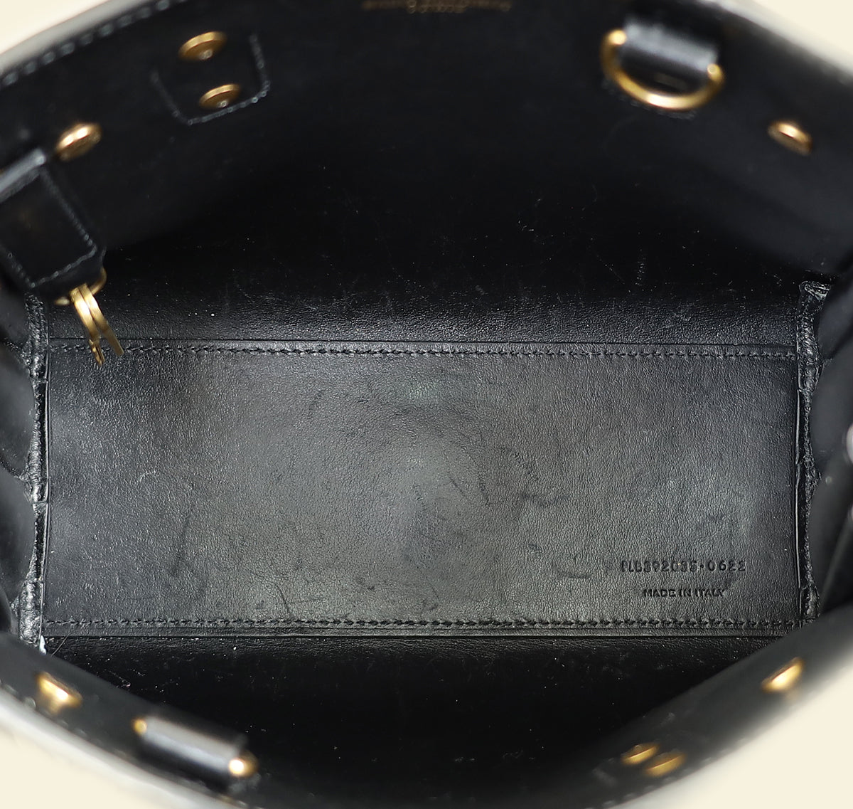 YSL Black Croco Embossed Sac De Jour Nano Bag