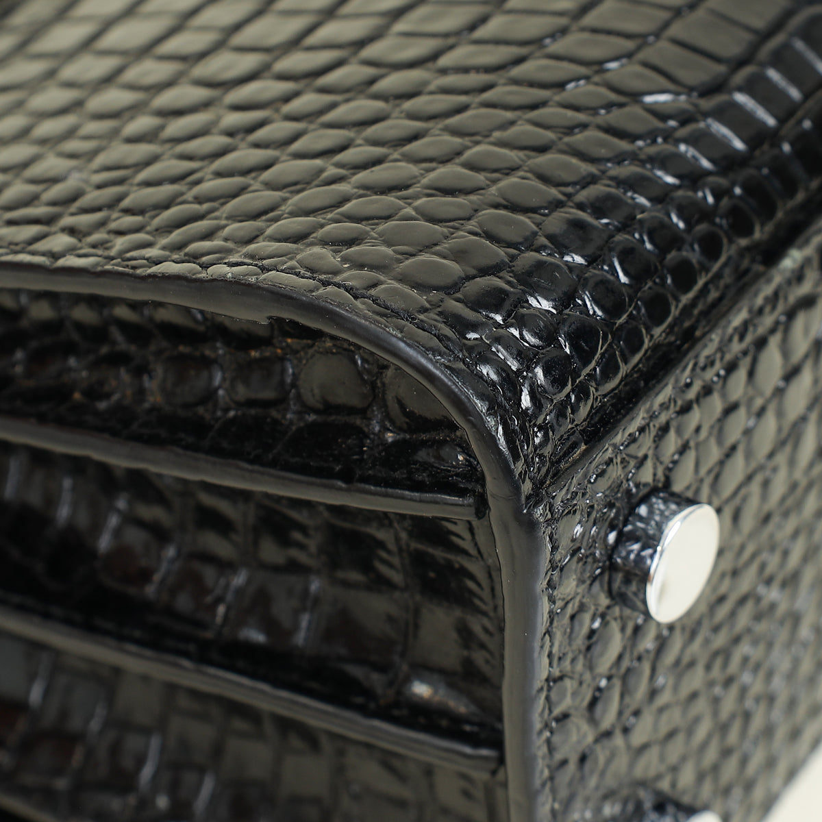 YSL Black Sac De Jour Crocodile Embossed Nano Bag