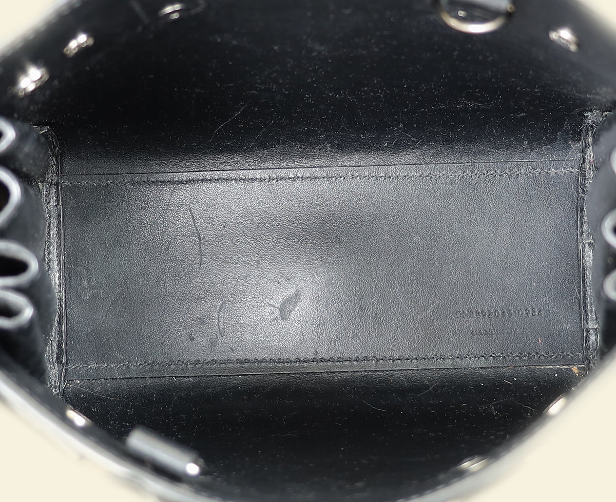 YSL Black Sac De Jour Crocodile Embossed Nano Bag