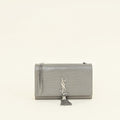 YSL Grey Kate Tassel Croco Embossed Medium Shoulder Bag