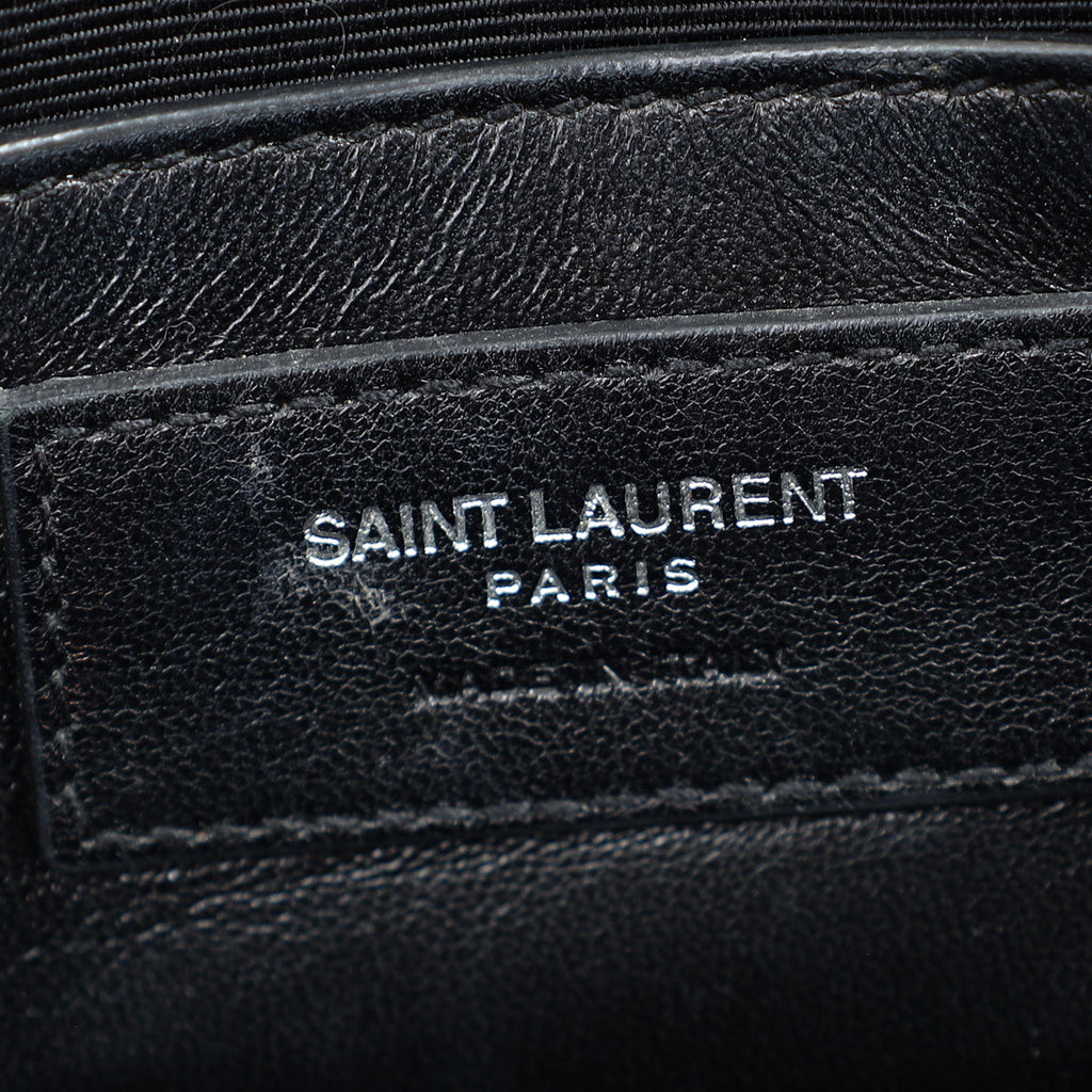 YSL Grey Kate Tassel Croco Embossed Medium Shoulder Bag