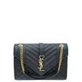 YSL Black Envelope Mix-Quilted Medium Bag