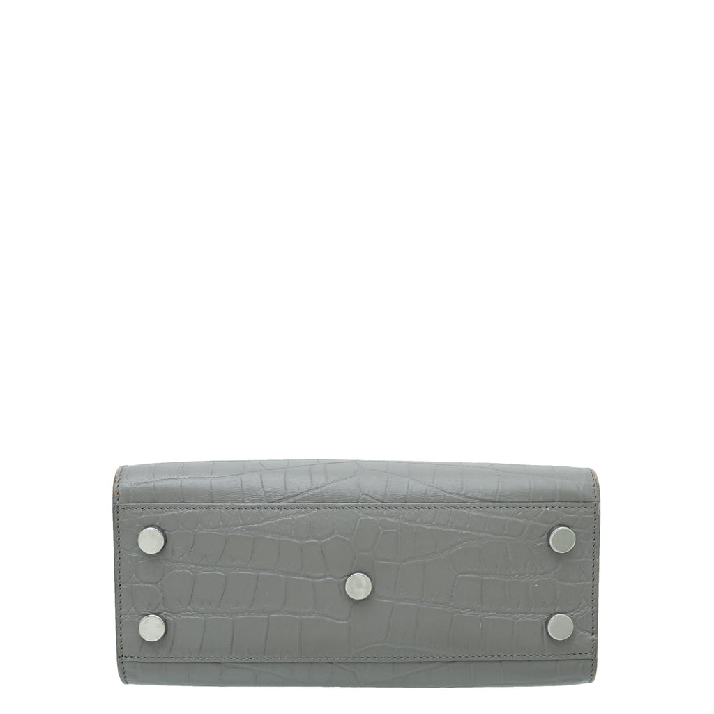 YSL Grey Croc Embossed Sac De Jour Nano Bag
