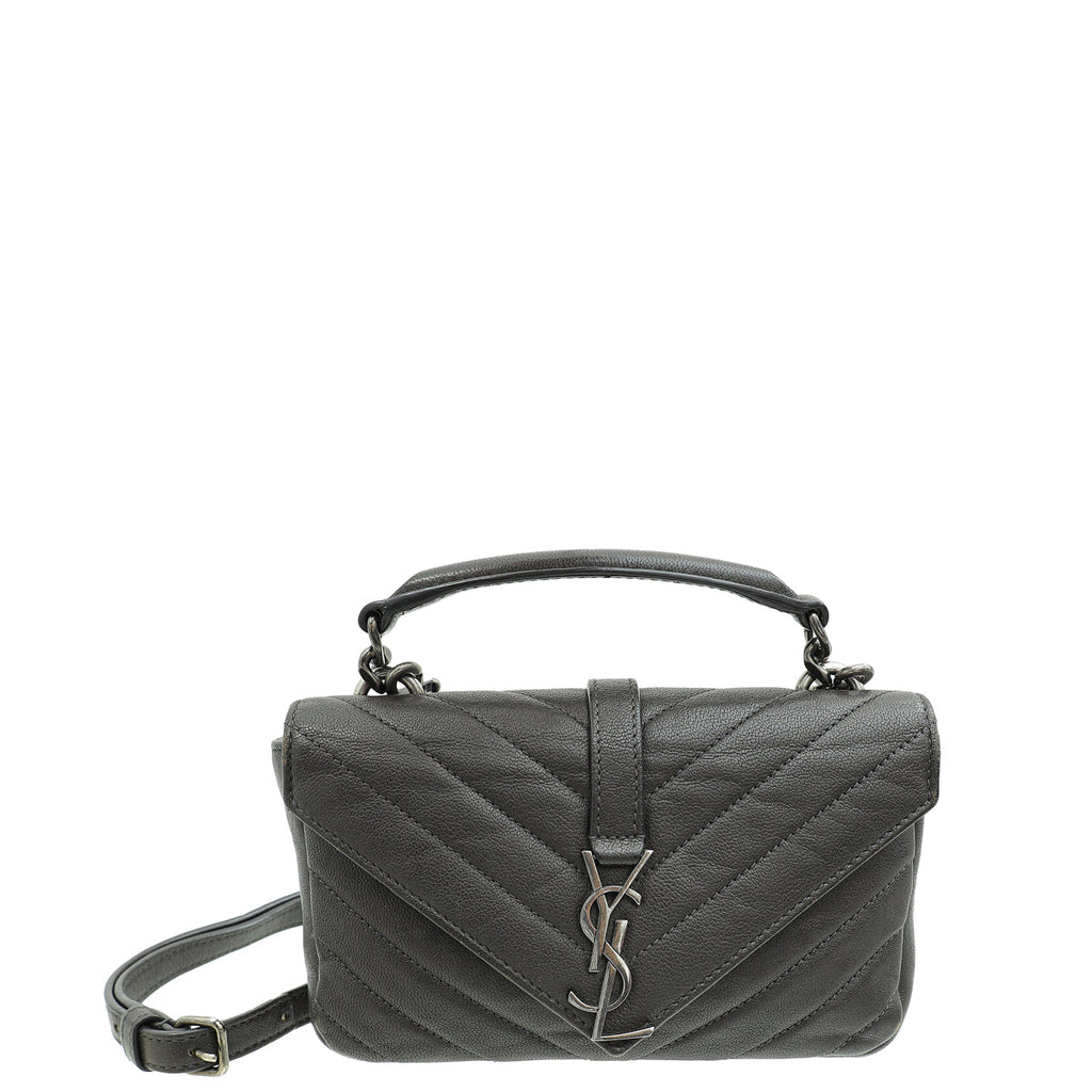 YSL Graphite Brown Monogram College Chain Wallet Bag