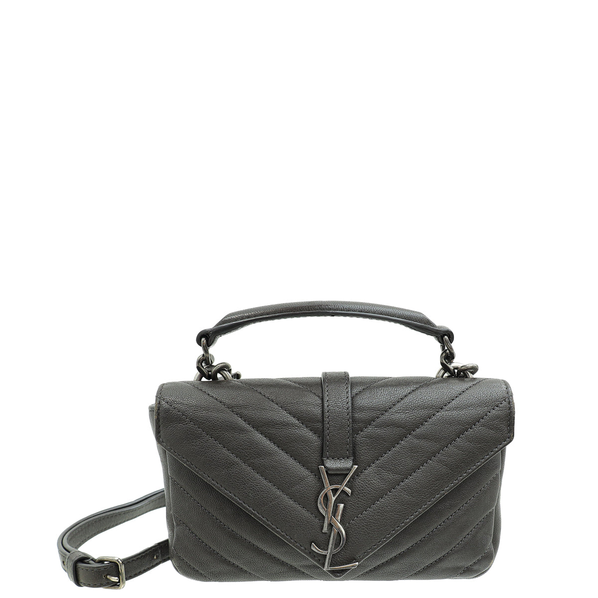 YSL Graphite Brown Monogram College Chain Wallet Bag