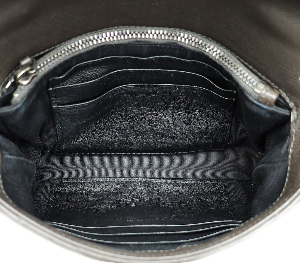 YSL Graphite Brown Monogram College Chain Wallet Bag